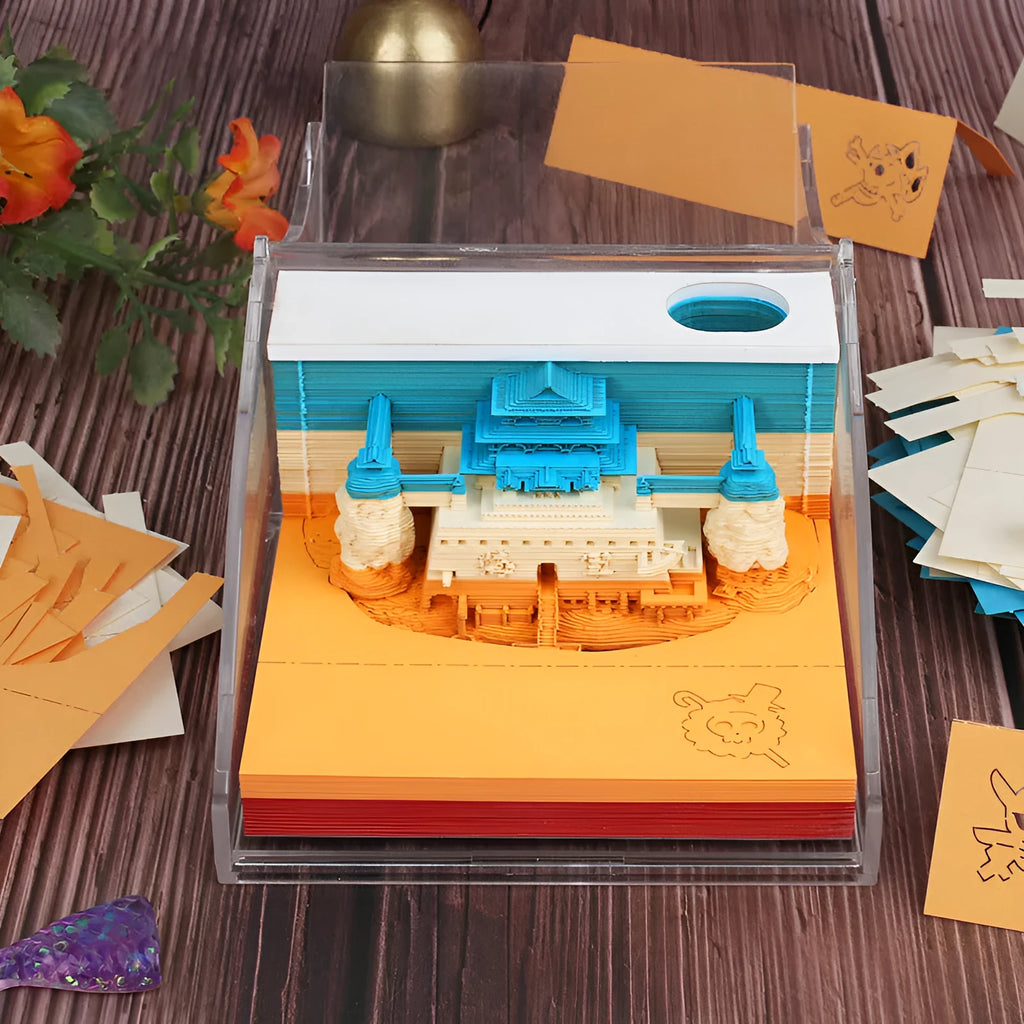 One Piece anime architecture sticky notes showing cartoon building designs on 80x45mm craft paper