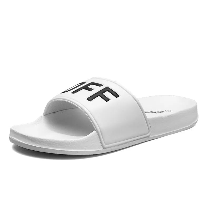 Men's black open-toe slippers with a viscose upper and rubber sole, shown in a large size.