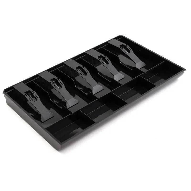 Black and white five-drawer ABS plastic cash register box for banknote and coin organisation