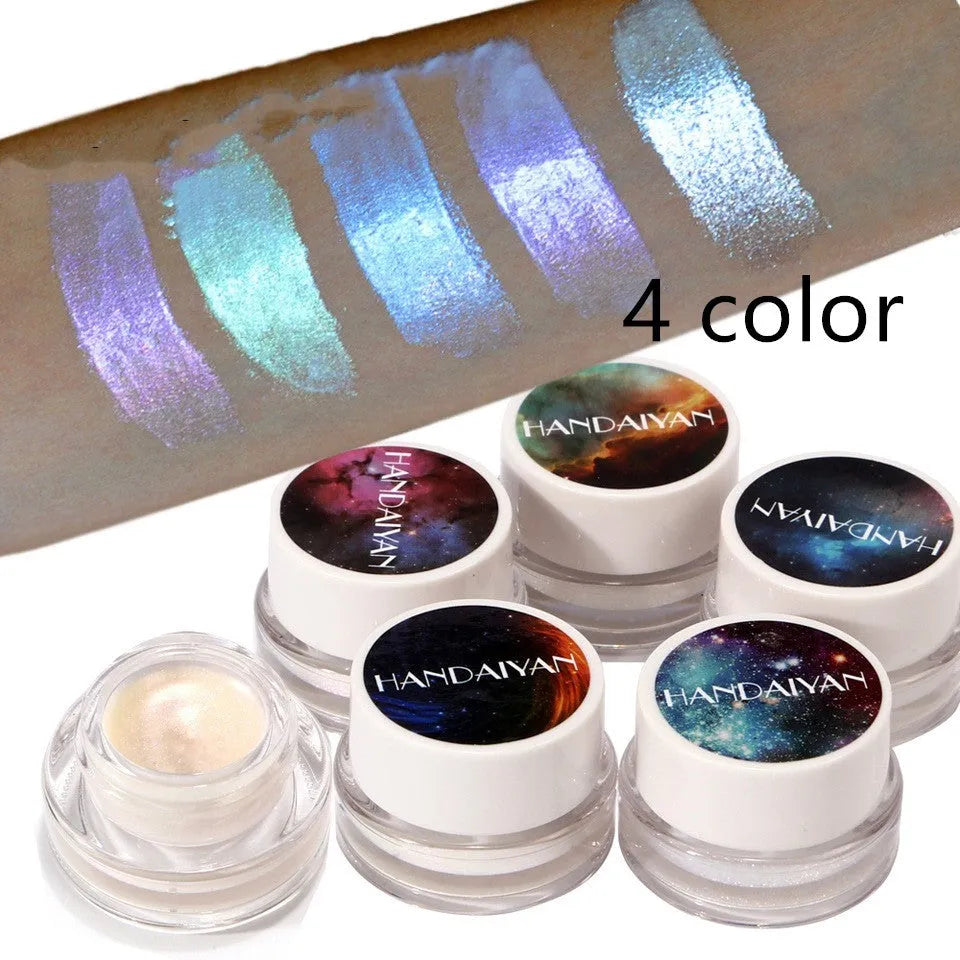 5-colour Aurora Chameleon highlighter shimmer eyeshadow bronzer contour palette in compact 3.5cm by 2.5cm size