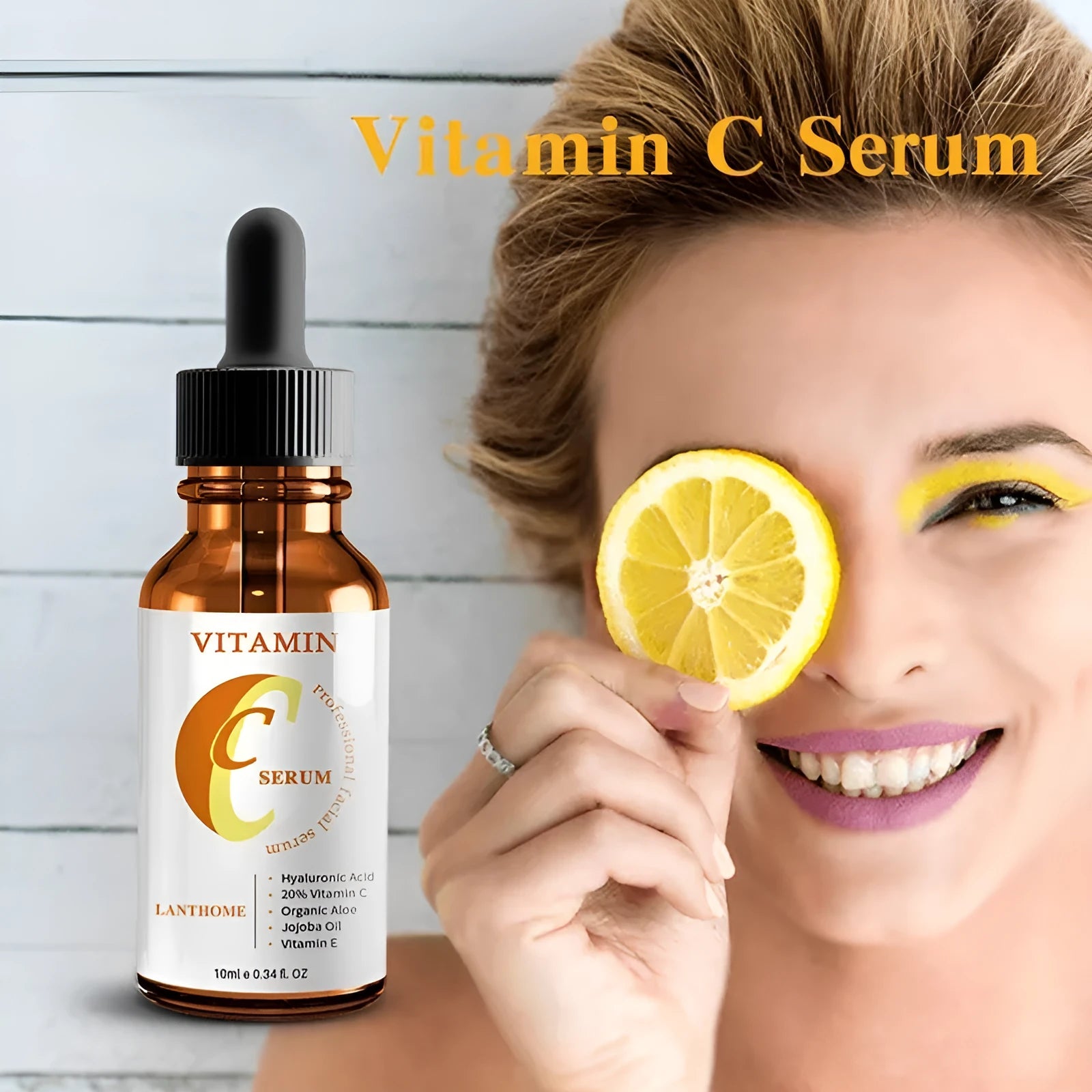10ml Vitamin C hyaluronic acid facial serum bottle for whitening and anti-aging