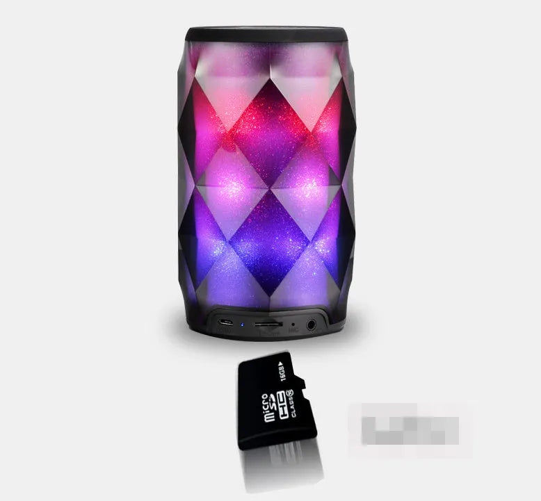 Black crystal diamond cut Coke can shaped Bluetooth speaker lantern with colourful LED lighting effects
