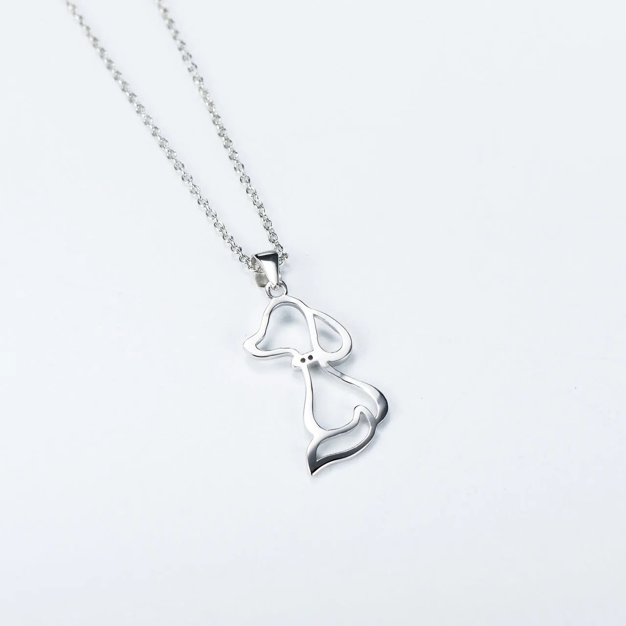 Ladies 925 sterling silver dog pendant necklace with adjustable round bead chain, unisex cartoon animal style