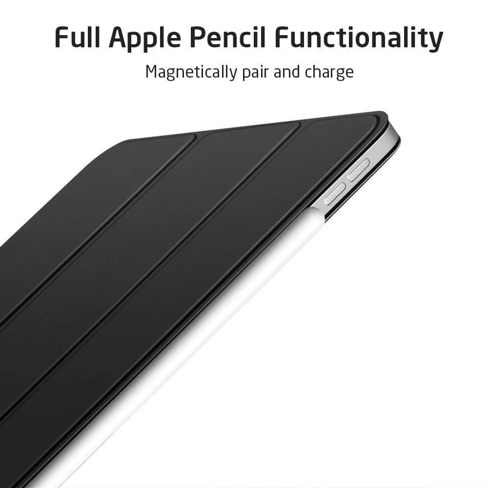 Magnetic smart case for iPad Pro 11 2018 release with trifold stand and rubberized cover in black