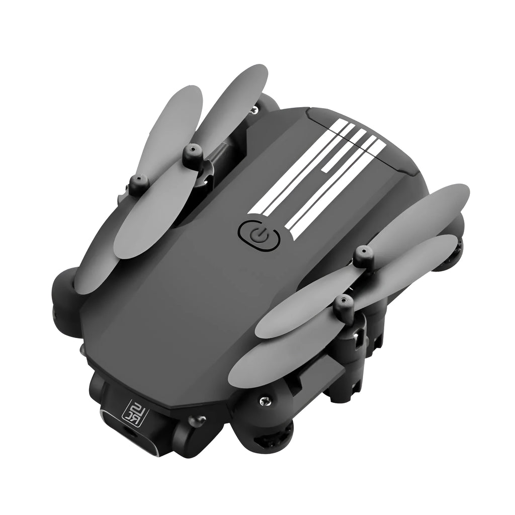 Mini folding drone 4K WiFi FPV in black with foldable arms and LED lights