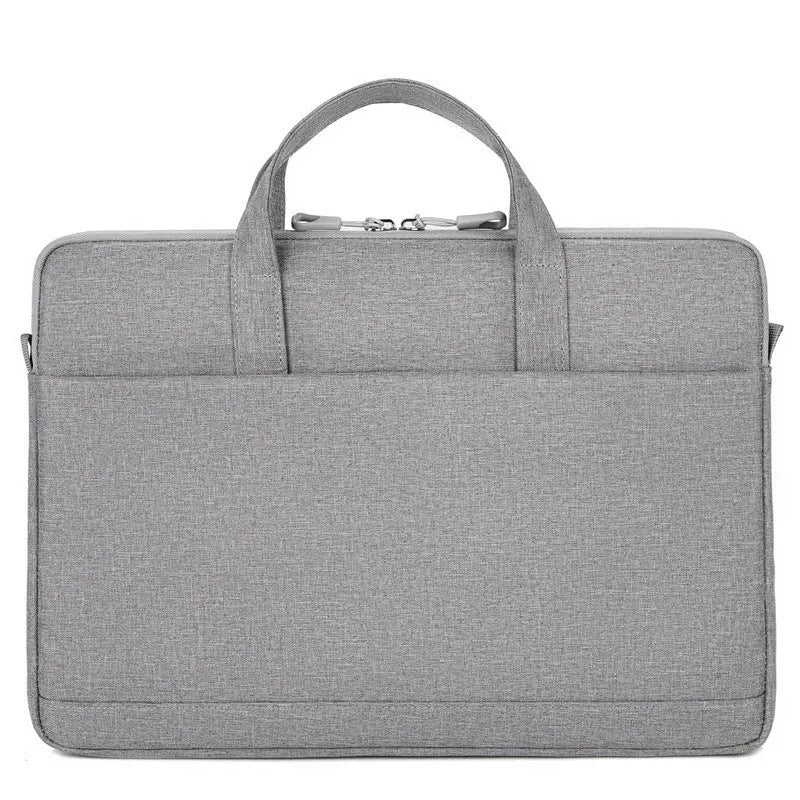 Horizontal square Oxford cloth laptop liner bag with zipper closure and soft handle in black