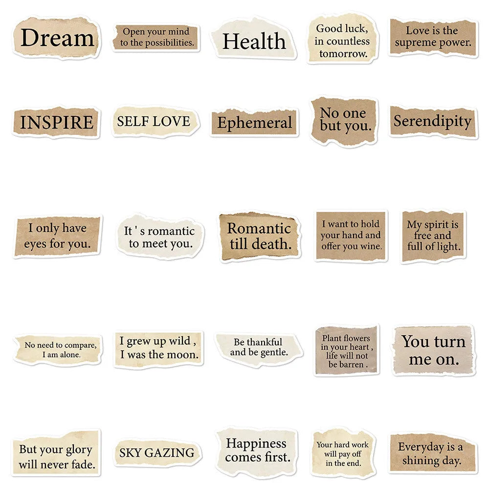 Pack of 25 tear English design waterproof PVC stickers for laptops and notebooks