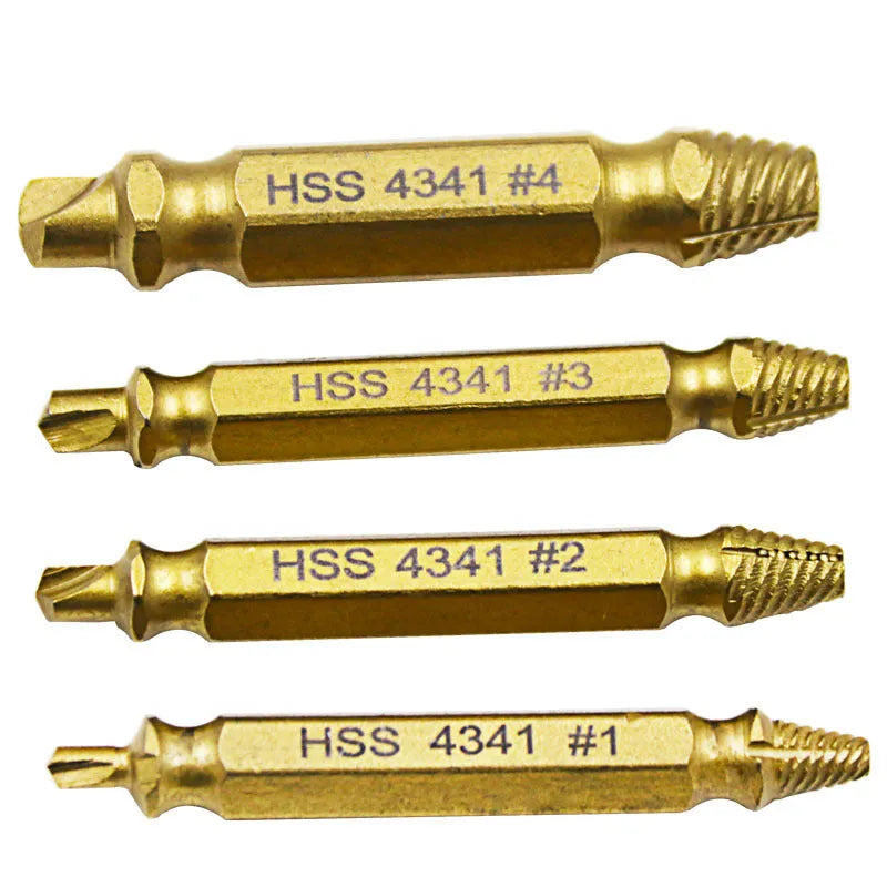 4341 high-speed steel screw extractor set for removing stripped screws and iron nails