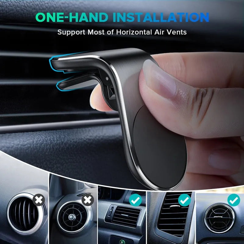 Car bracket phone holder with sticky gel pad in black mounted on car dashboard, universal fit for smartphones