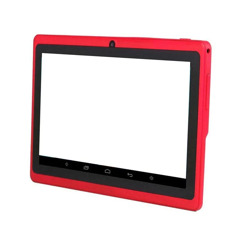 Children's tablet with 7-inch capacitive touch screen in black, showing front view with home button