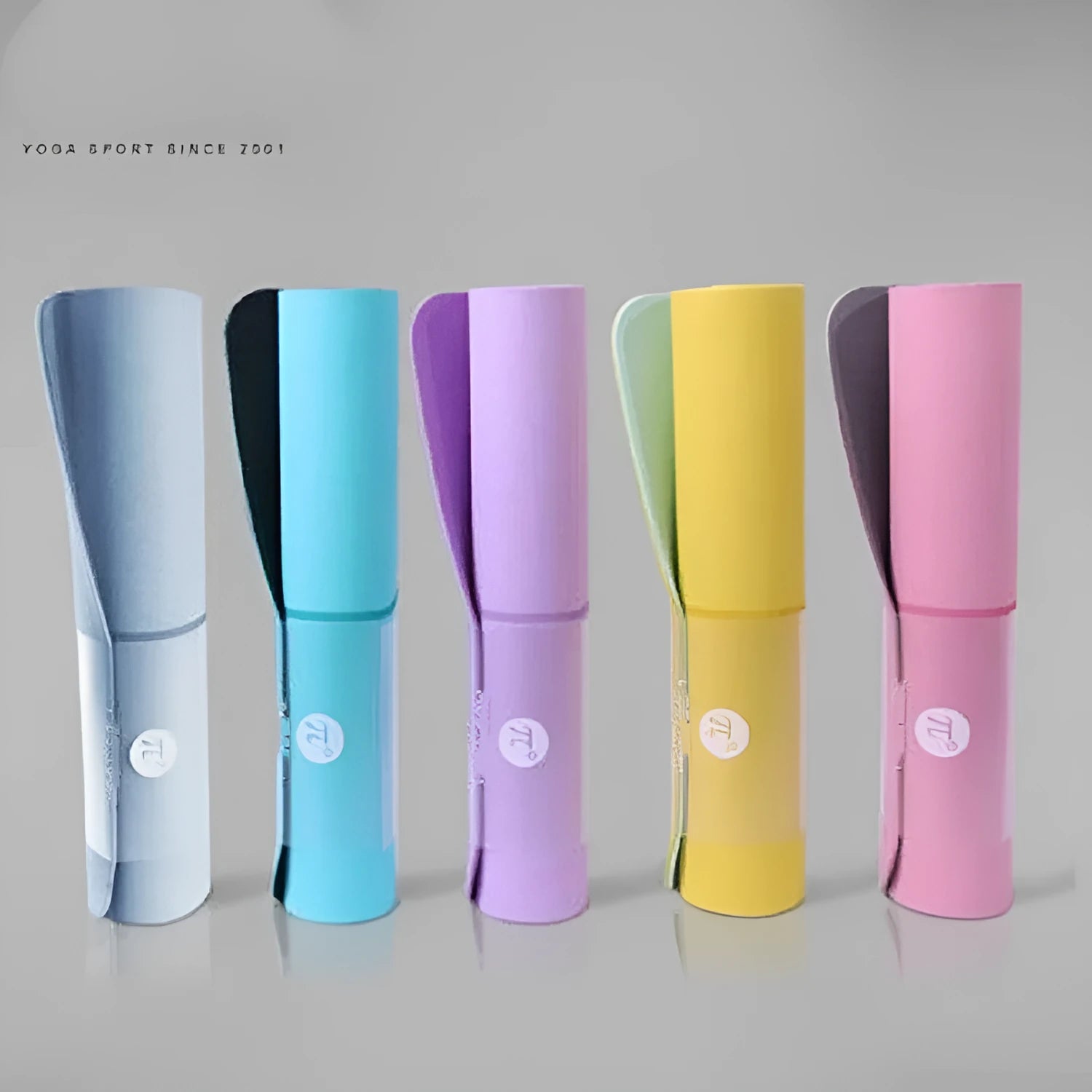 Paido TPE yoga mat 183x66x0.6cm in Pink Grey Pure Edition rolled on floor