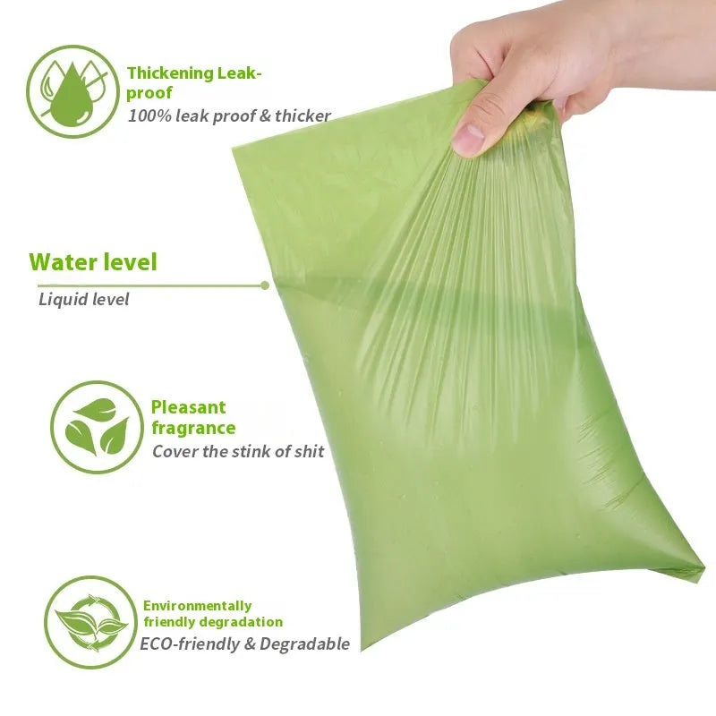 EPI environmentally friendly degradable pet waste bags in green colour with dispenser attachment