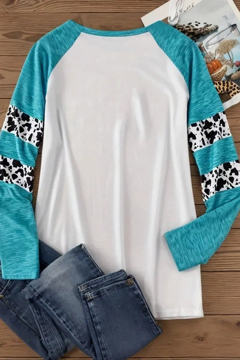 Sky blue polyester t-shirt with 3D Halloween pumpkin printing, regular fit with long sleeves