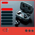 Black wireless in-ear Bluetooth earphones with private mould design