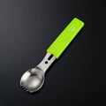 3Cr13 stainless steel outdoor spoon fork knife set with whistle 15.7cm camping tool black colour