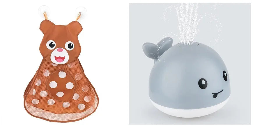 Automatic water induction whale bath toy spraying water with colourful LED lights