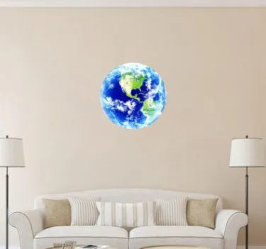 Glow-in-the-dark 3D Earth planet wall sticker showing luminous effect in darkness