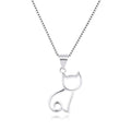 Korean sweet cat necklace simple pendant in sterling silver on model