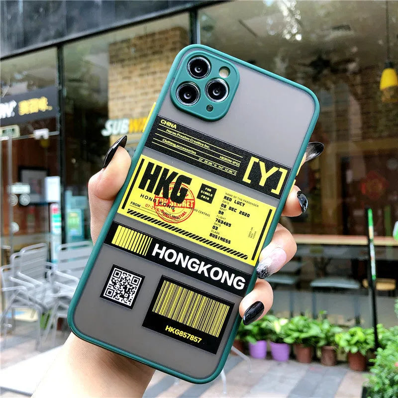 Boarding pass silicone phone case with skin feel finish in army green on iPhone 11 Pro Max