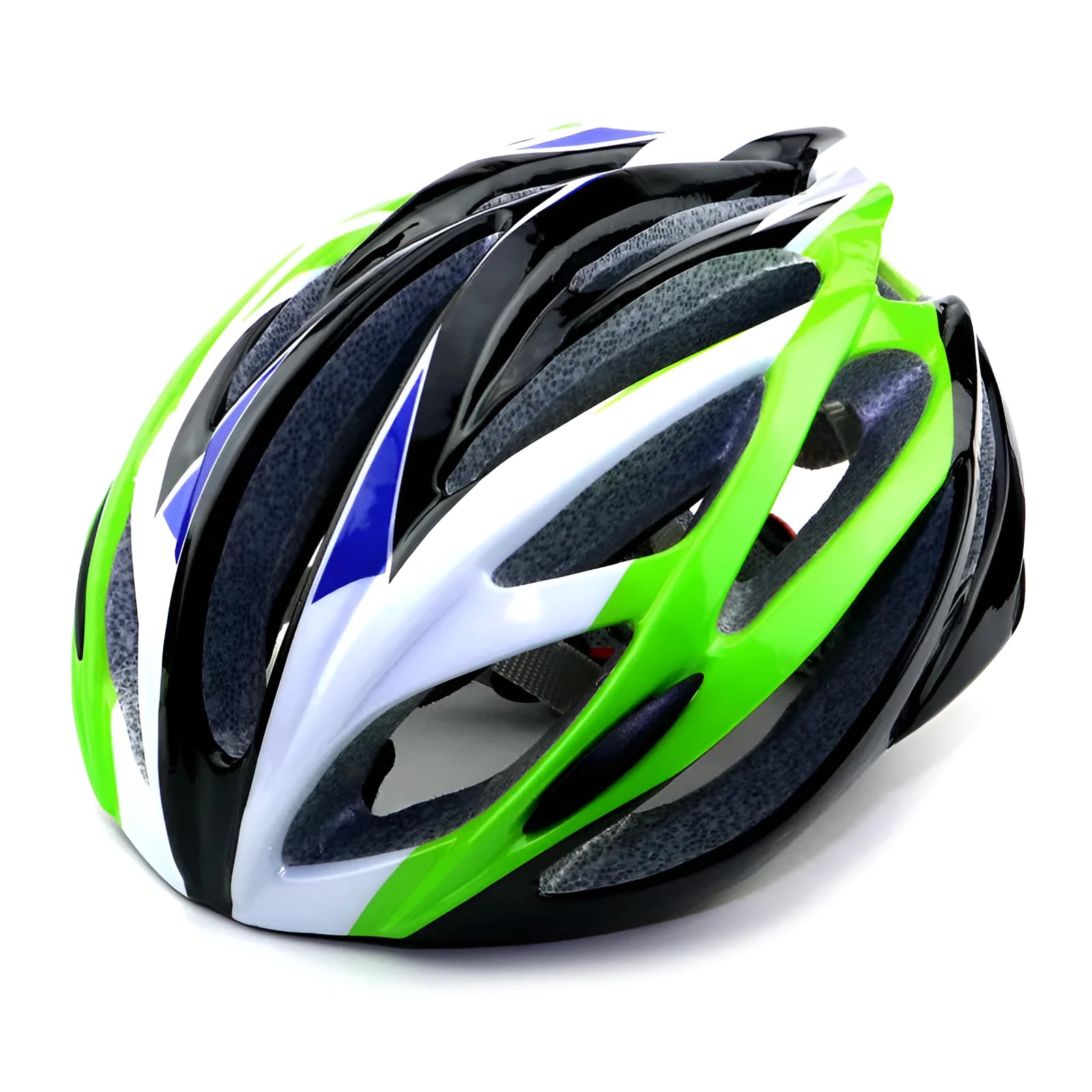 Bicycle integrated helmet in black and red with PC EPS construction and lock design