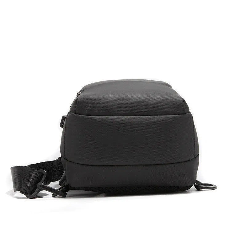 Anti-theft lock chest bag shoulder bag USB charging crossbody bag black Polyamide