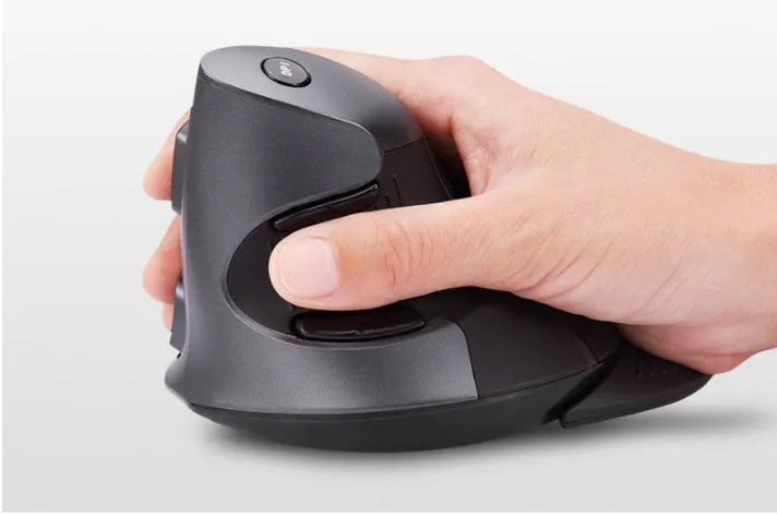Wireless vertical ergonomic mouse in black or white with USB connection