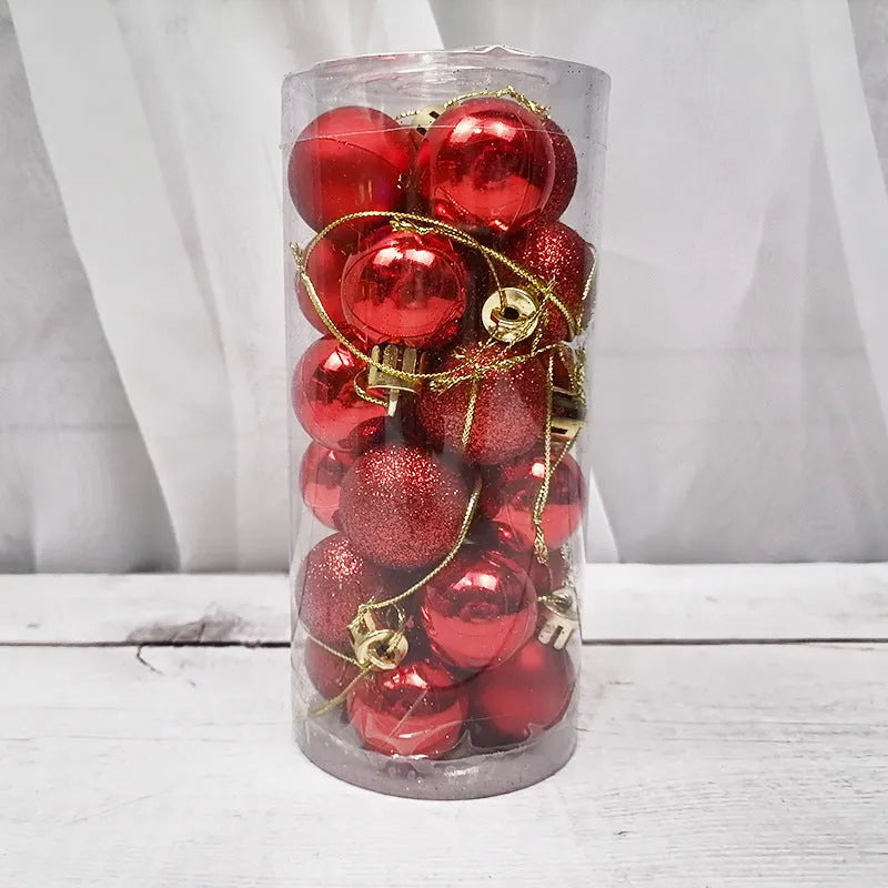 Shiny matte gold and red plastic Christmas baubles in 3cm and 6cm sizes for tree decorating.