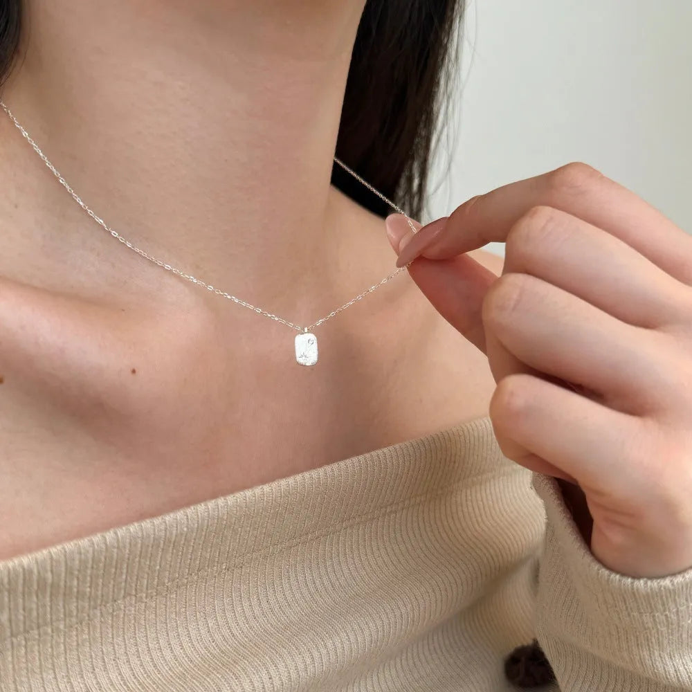 925 silver clavicle chain necklace for women electroplated finish silver colour DY190905-S-S-WH