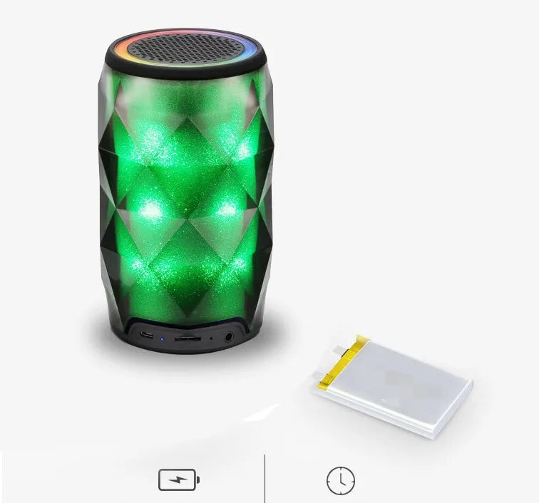 Black crystal diamond cut Coke can shaped Bluetooth speaker lantern with colourful LED lighting effects