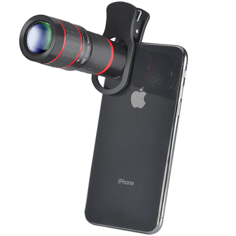 20x magnification mobile phone telescope with universal clip and single eye mask