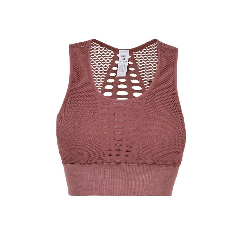 Women's plain sports bra in quick-dry polyester fibre, shock absorbing for running and yoga, available in Black Blue Pink White