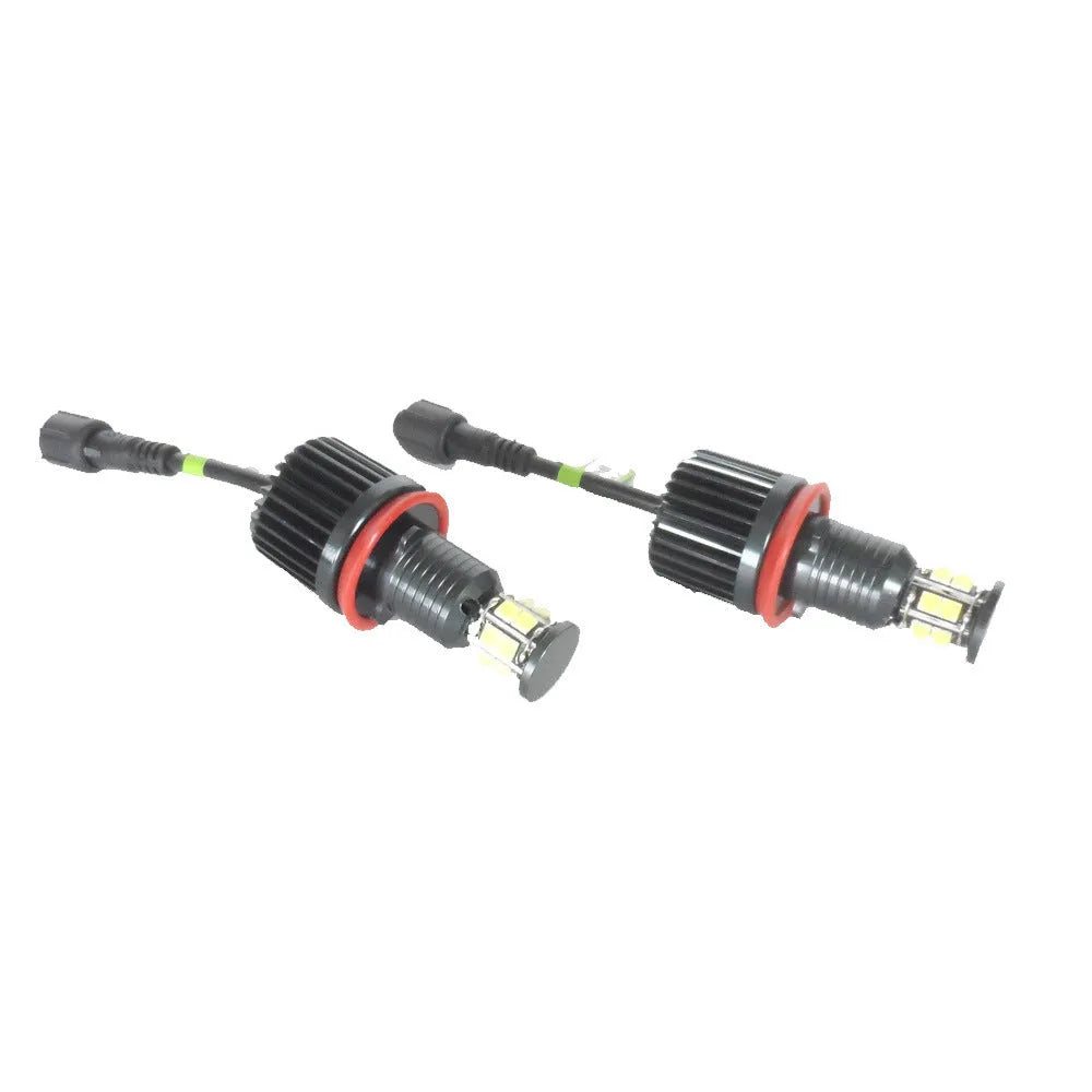 Pair of 6-side 12-bead LED angel eyes bulbs for BMW E92 with H11 plug 5000lm 360 degree beam