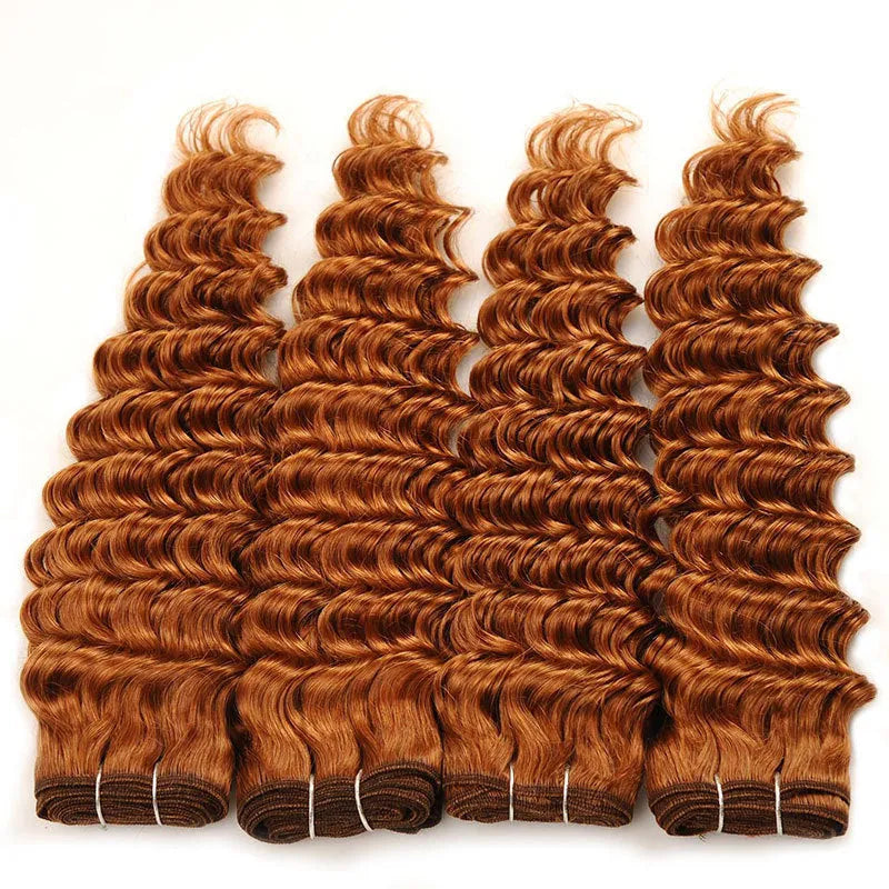 100g deep wave human hair bundle brown colour available in sizes 8 to 26 inches