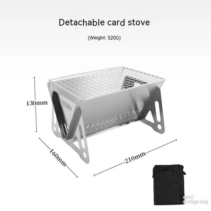 Large stainless steel folding barbecue oven with grill rack and storage bag for outdoor cooking