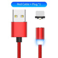 Black magnetic LED charging cable with cotton yarn weave and aluminium connectors