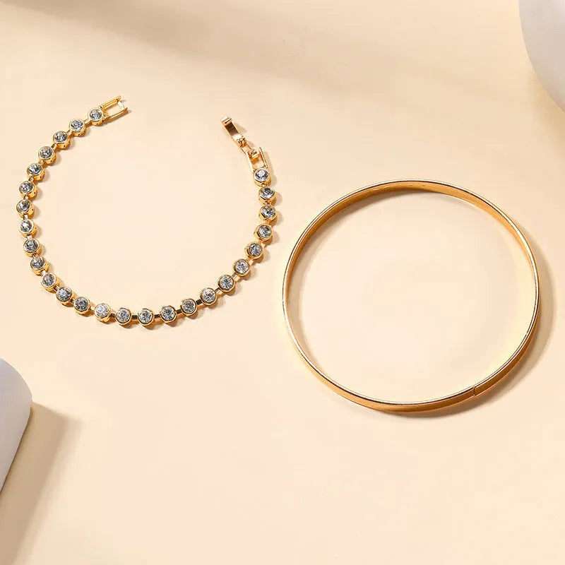 Vintage retro gold and silver drop shaped geometric water droplet bracelet set for women