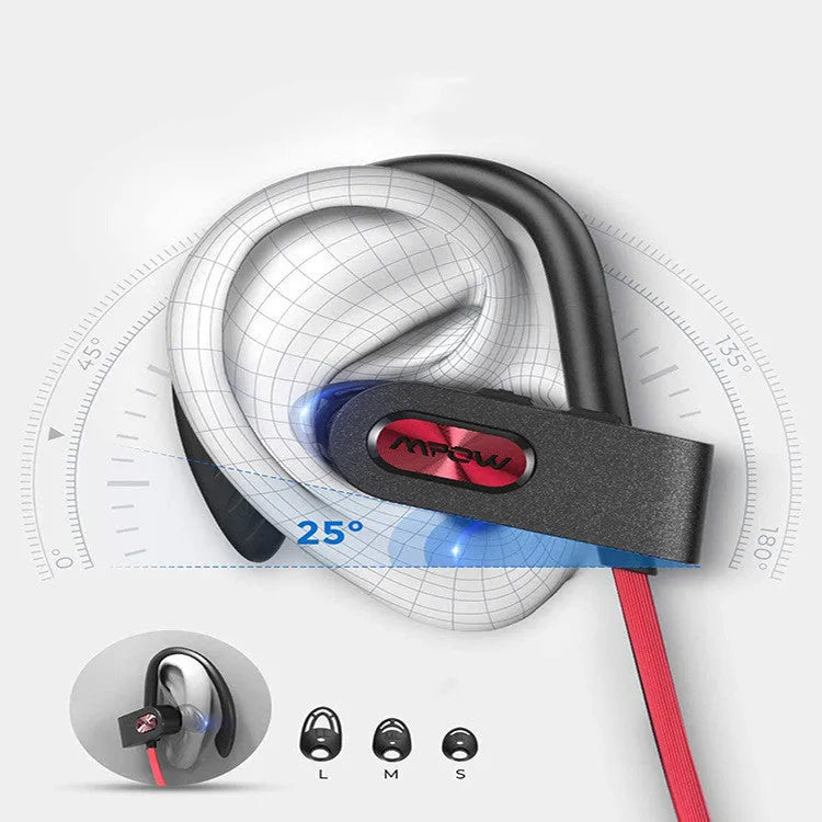 Flame2 black hanging ear Bluetooth headset showing earpiece design