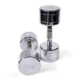 Pure steel electroplated dumbbell with silver finish and date-core rod handle