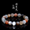 Natural moonstone bracelet with colourful moon light design showing 8mm single circle construction