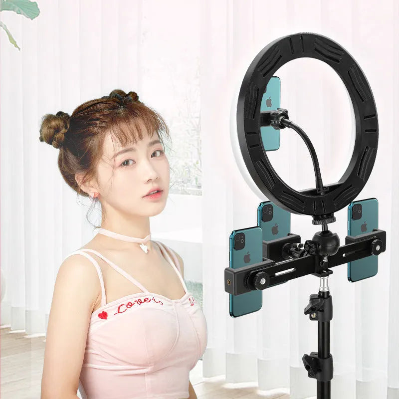 10-inch rotating ring selfie light with metal smartphone bracket