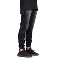 Men's 80% cotton stretch jeans in small straight leg style available in Black