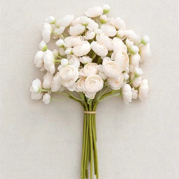 24-head artificial silk tea rose camellia flower stem in pink, 35cm tall for wedding decor
