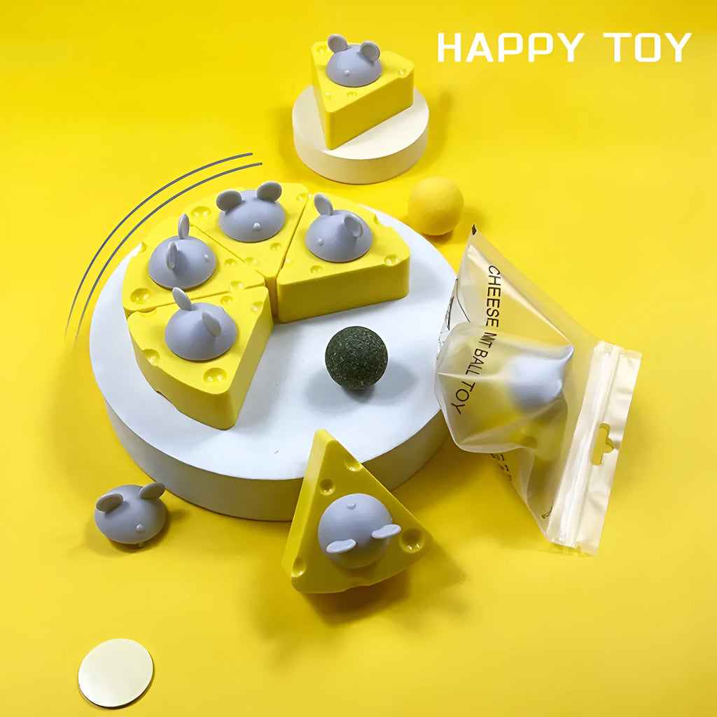 Yellow catnip toy balls with silvervine for cat teeth cleaning and play