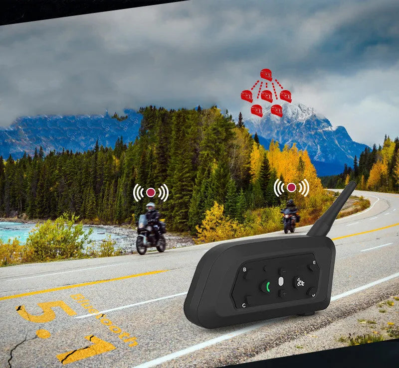Motorcycle helmet Bluetooth intercom V6 Pro with mounting accessories and 800 metre communication range