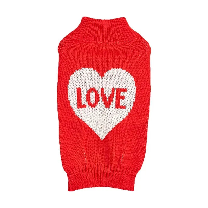Ins style acrylic dog sweater with decorative bow and love heart design in multiple colour options