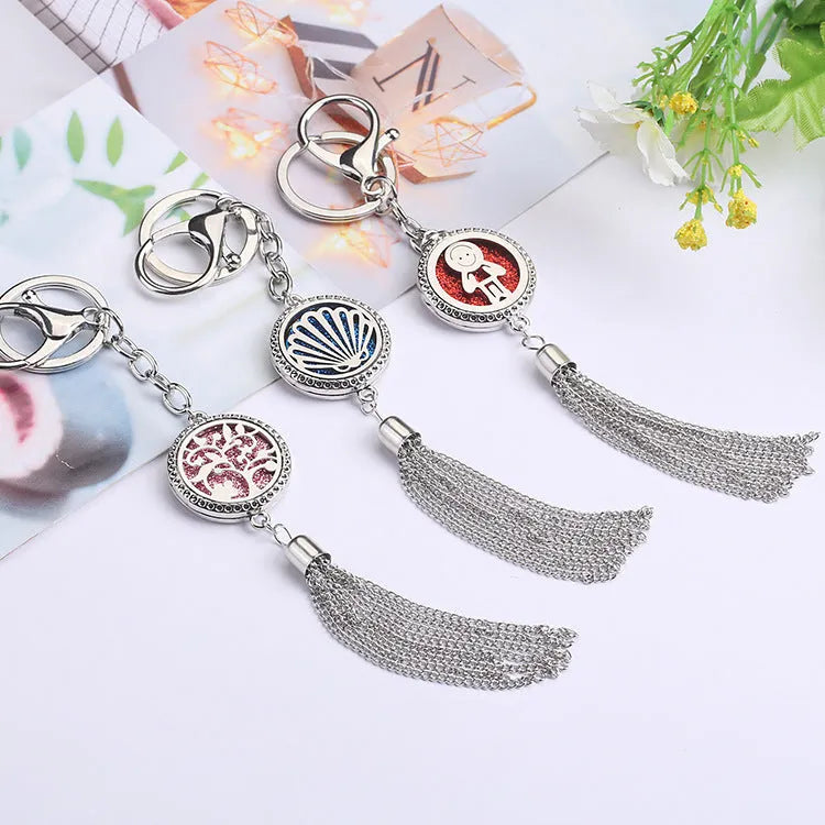 Alloy tassel aromatherapy car pendant necklace with chain for essential oil diffusion