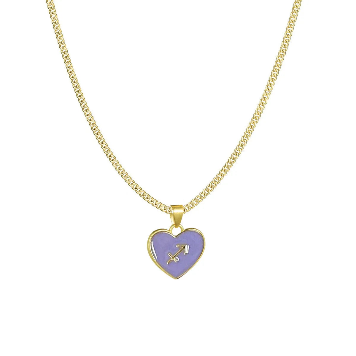 12 constellation love necklace with heart-shaped pendant and bamboo chain in a zodiac colour option