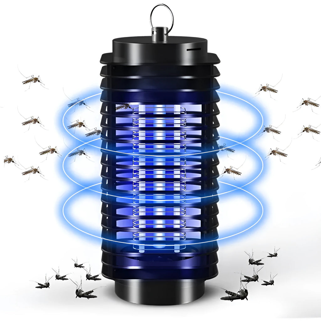 Black electronic mosquito killer lamp with British three-pin plug for indoor insect control