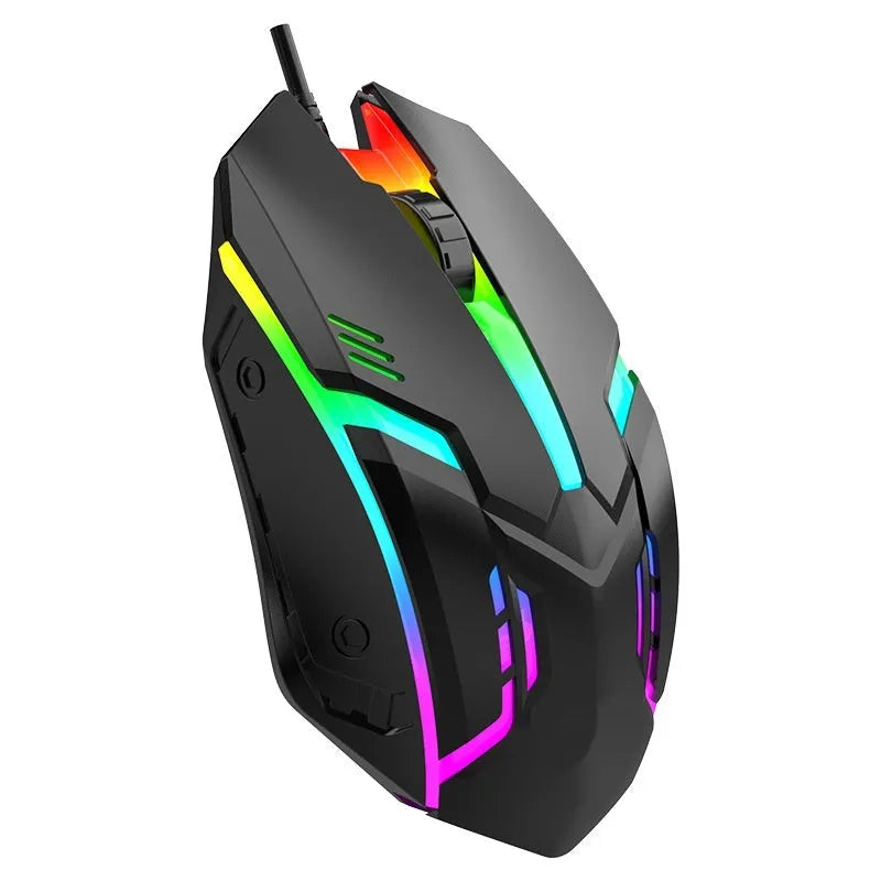 Large weighted wired USB e-sports mouse for laptop gaming in black