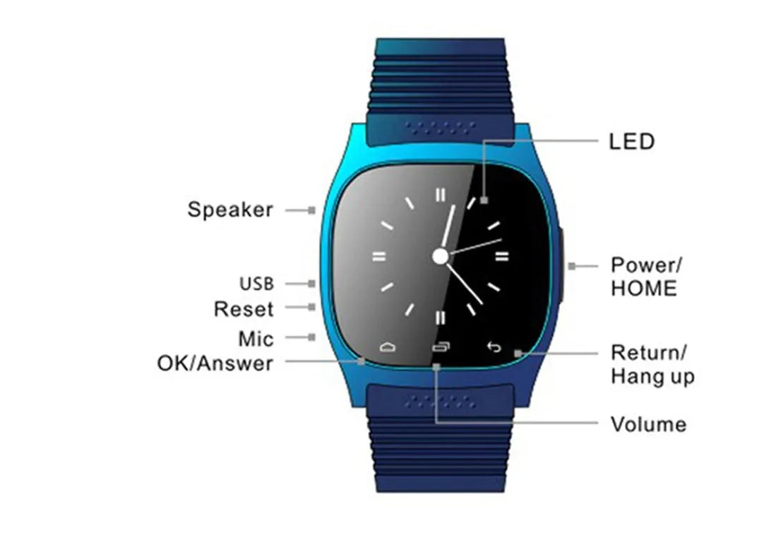 Black Bluetooth sports watch compatible with Apple iOS and Android smartphones on wrist
